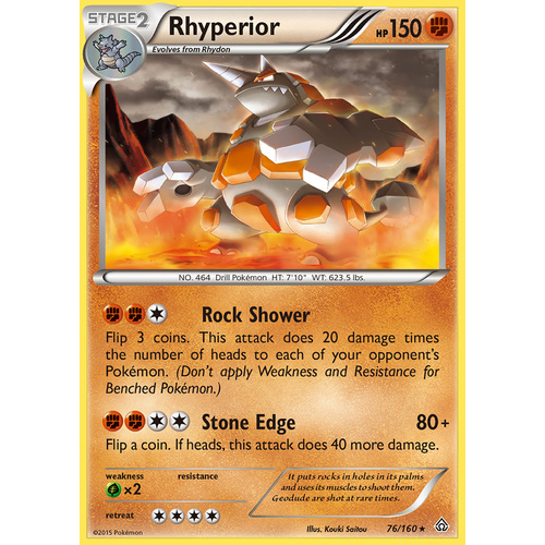 Rhyperior 76/160 XY Primal Clash Rare Pokemon Card NEAR MINT TCG