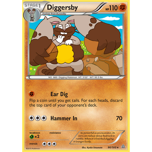 Diggersby 90/160 XY Primal Clash Rare Pokemon Card NEAR MINT TCG
