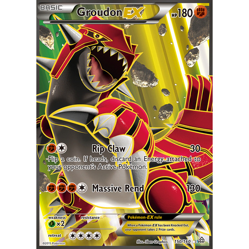 Groudon EX 150/160 XY Primal Clash Ultra Rare Full Art Holo Pokemon Card NEAR MINT TCG
