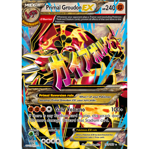 Primal Groudon EX 151/160 XY Primal Clash Ultra Rare Full Art Holo Pokemon Card NEAR MINT TCG