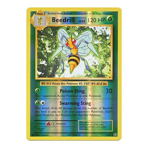 Beedrill 7/108 XY Evolutions Reverse Holo Rare Pokemon Card NEAR MINT TCG