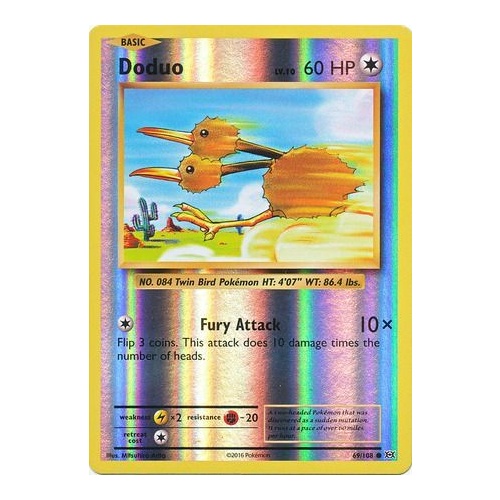 Doduo 69/108 XY Evolutions Reverse Holo Common Pokemon Card NEAR MINT TCG