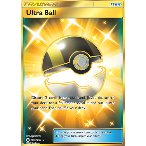 Ultra Ball 161/149 SM Base Set Holo Full Art Secret Rare Pokemon Card NEAR MINT TCG