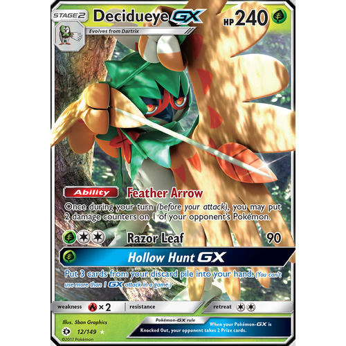 Decidueye GX 12/149 SM Base Set Holo Ultra Rare Pokemon Card NEAR MINT TCG