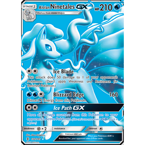 Alolan Ninetales GX 132/145 SM Guardians Rising Full Art Ultra Rare Holo Pokemon Card