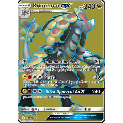 Kommo-o GX 141/145 SM Guardians Rising Ultra Rare Full Art Holo Pokemon Card