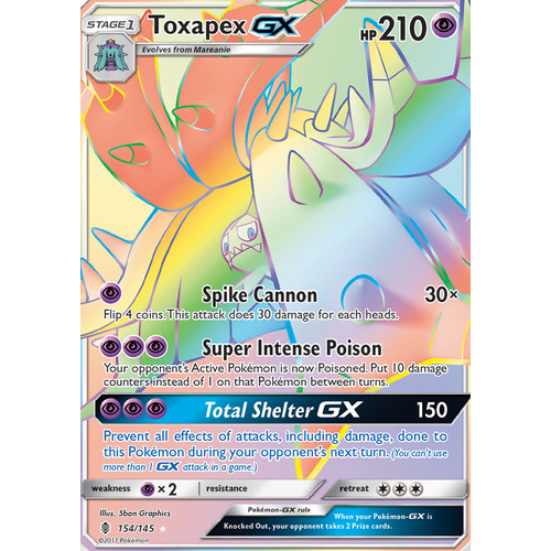 Toxapex GX 154/145 SM Guardians Rising Hyper Rare Full Art Holo Pokemon Card