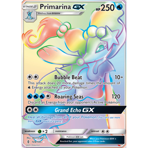 Primarina GX 149/145 SM Guardians Rising Hyper Rare Full Art Holo Pokemon Card
