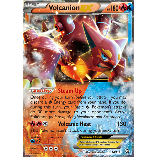 Volcanion EX 26/114 XY Steam Siege Holo Ultra Rare Pokemon Card NEAR MINT TCG