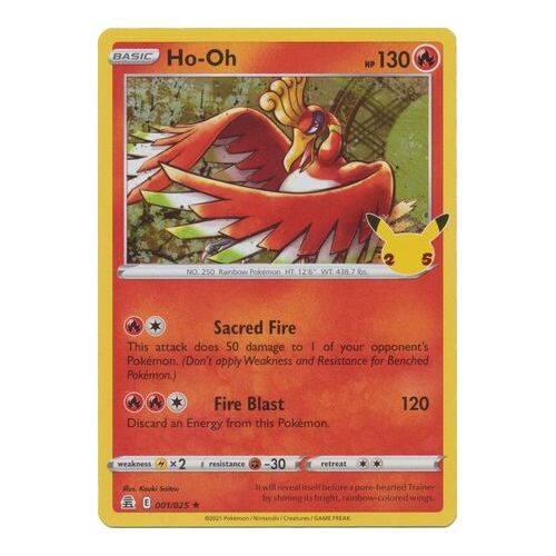 Ho-oh 1/25 SWSH Celebrations Holo Rare Pokemon Card NEAR MINT TCG