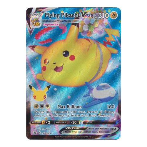 Flying Pikachu Vmax 7/25 SWSH Celebrations Holo Ultra Rare Pokemon Card NEAR MINT TCG