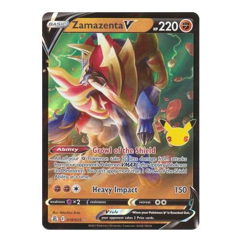 Zamazenta V 18/25 SWSH Celebrations Holo Ultra Rare Pokemon Card NEAR MINT TCG
