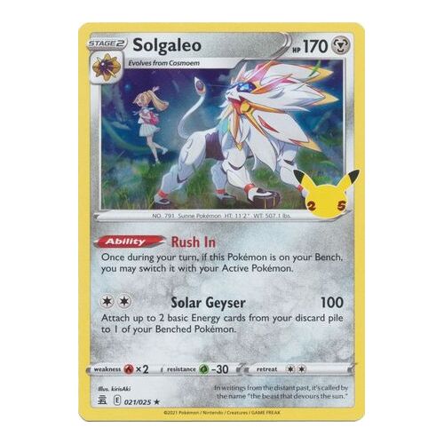 Solgaleo 21/25 SWSH Celebrations Holo Rare Pokemon Card NEAR MINT TCG