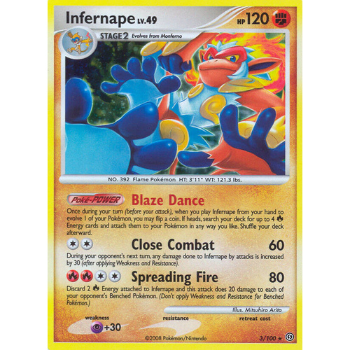 Infernape 3/100 DP Stormfront Holo Rare Pokemon Card NEAR MINT TCG