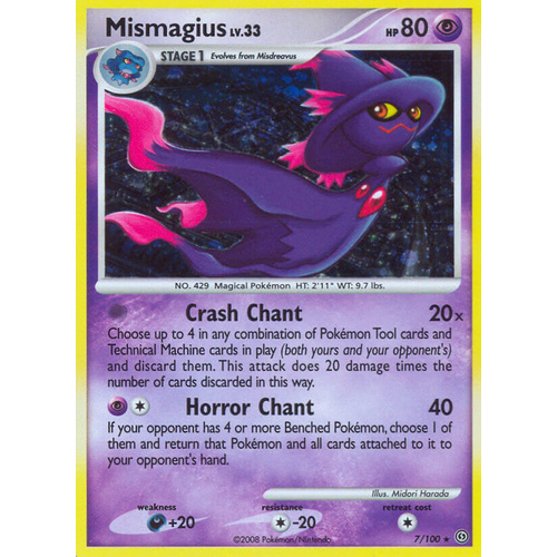 Mismagius 7/100 DP Stormfront Holo Rare Pokemon Card NEAR MINT TCG