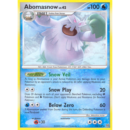 Abomasnow 12/100 DP Stormfront Rare Pokemon Card NEAR MINT TCG
