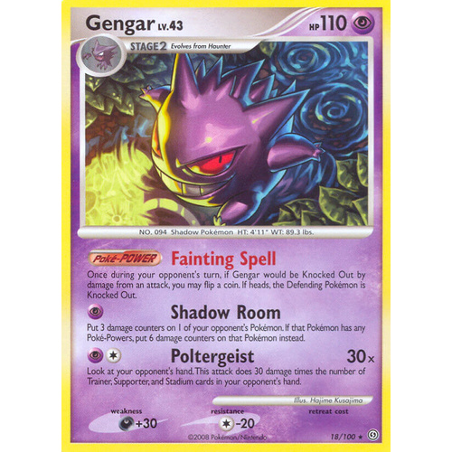 Gengar 18/100 DP Stormfront Rare Pokemon Card NEAR MINT TCG