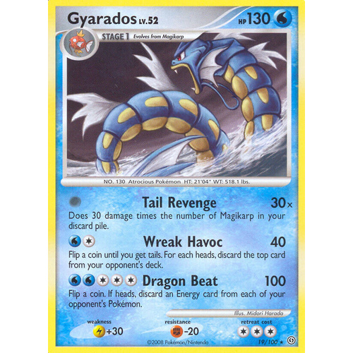 Gyarados 19/100 DP Stormfront Rare Pokemon Card NEAR MINT TCG