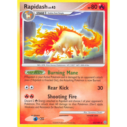 Rapidash 22/100 DP Stormfront Rare Pokemon Card NEAR MINT TCG
