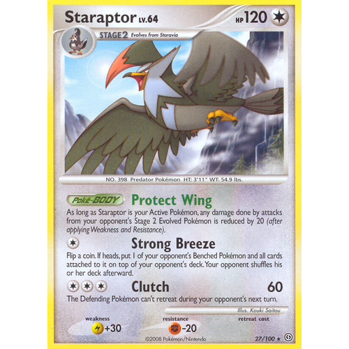 Staraptor 27/100 DP Stormfront Rare Pokemon Card NEAR MINT TCG
