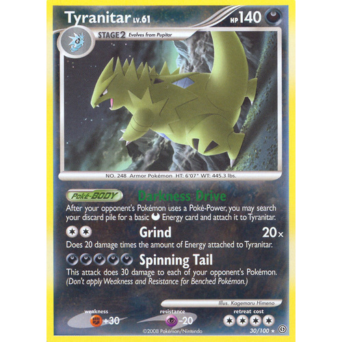 Tyranitar 30/100 DP Stormfront Rare Pokemon Card NEAR MINT TCG