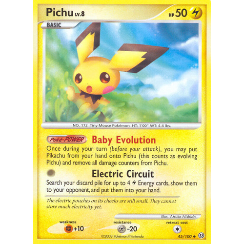Pichu 45/100 DP Stormfront Uncommon Pokemon Card NEAR MINT TCG