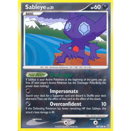 Sableye 48/100 DP Stormfront Uncommon Pokemon Card NEAR MINT TCG