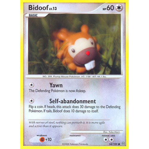 Bidoof 54/100 DP Stormfront Common Pokemon Card NEAR MINT TCG