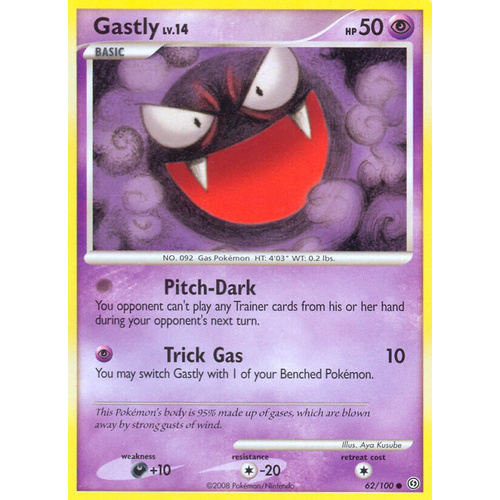 Gastly 62/100 DP Stormfront Common Pokemon Card NEAR MINT TCG