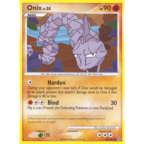 Onix 69/100 DP Stormfront Common Pokemon Card NEAR MINT TCG