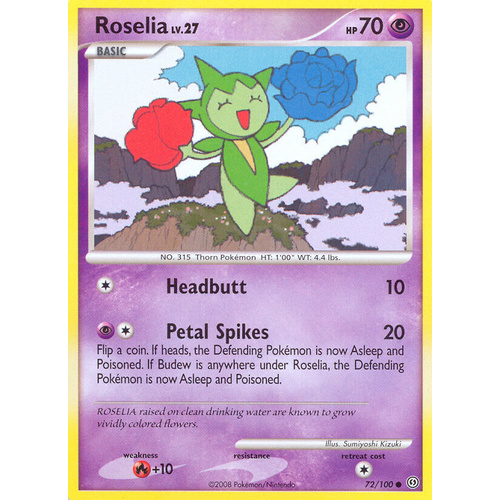 Roselia 72/100 DP Stormfront Common Pokemon Card NEAR MINT TCG