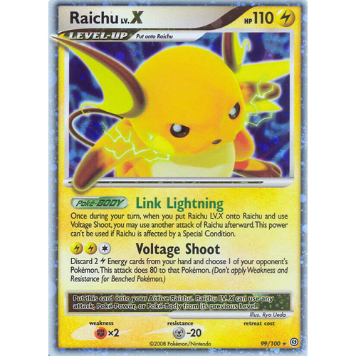 Raichu LV.X 99/100 DP Stormfront Holo Ultra Rare Pokemon Card NEAR MINT TCG