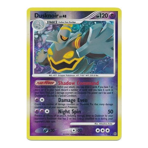 Dusknoir 1/100 DP Stormfront Reverse Holo Rare Pokemon Card NEAR MINT TCG
