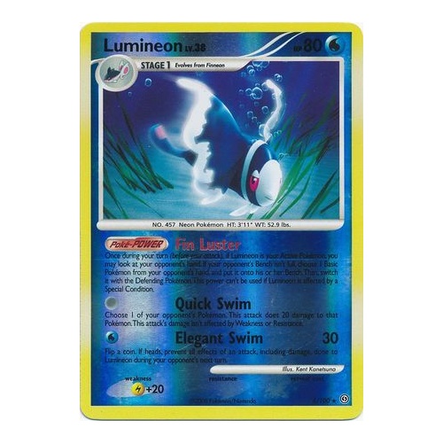 Lumineon 4/100 DP Stormfront Reverse Holo Rare Pokemon Card NEAR MINT TCG