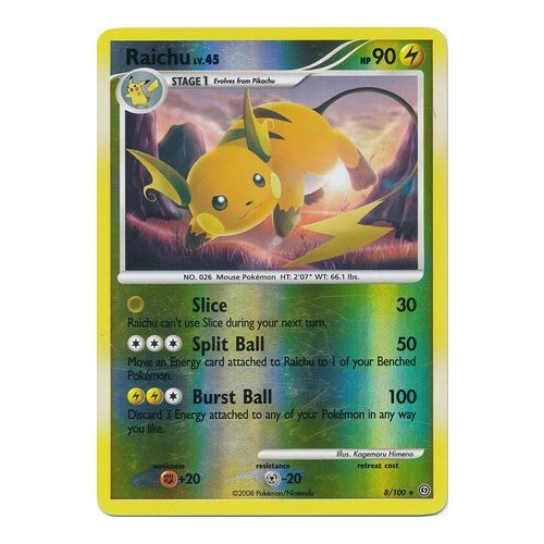 Raichu 8/100 DP Stormfront Reverse Holo Rare Pokemon Card NEAR MINT TCG