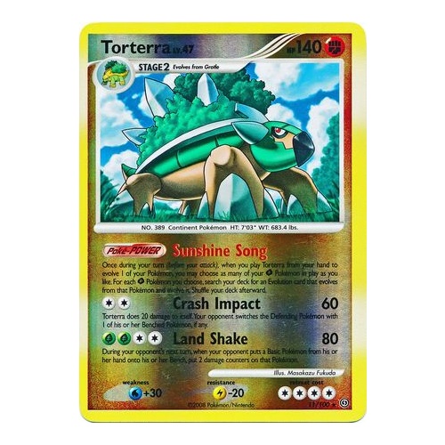 Torterra 11/100 DP Stormfront Reverse Holo Rare Pokemon Card NEAR MINT TCG