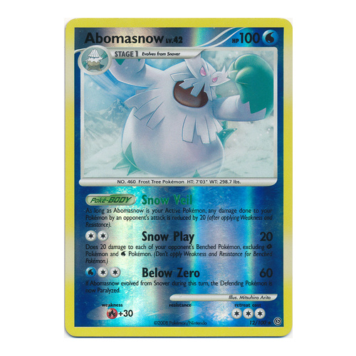 Abomasnow 12/100 DP Stormfront Reverse Holo Rare Pokemon Card NEAR MINT TCG