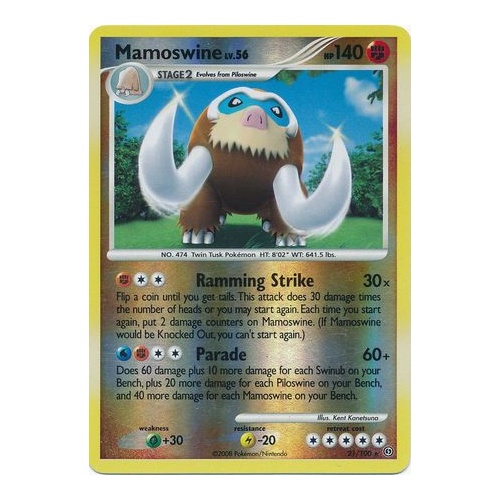 Mamoswine 21/100 DP Stormfront Reverse Holo Rare Pokemon Card NEAR MINT TCG