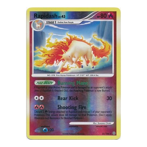 Rapidash 22/100 DP Stormfront Reverse Holo Rare Pokemon Card NEAR MINT TCG