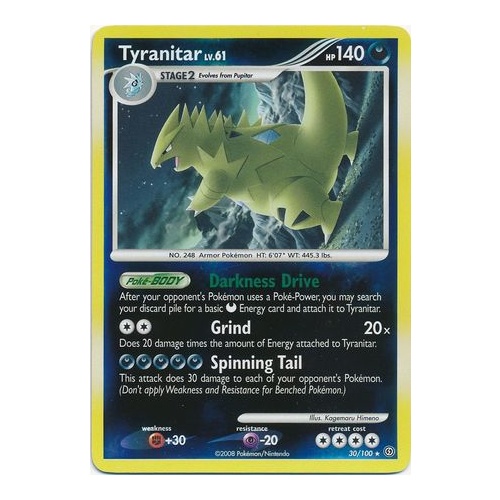 Tyranitar 30/100 DP Stormfront Reverse Holo Rare Pokemon Card NEAR MINT TCG