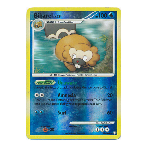 Bibarel 32/100 DP Stormfront Reverse Holo Uncommon Pokemon Card NEAR MINT TCG
