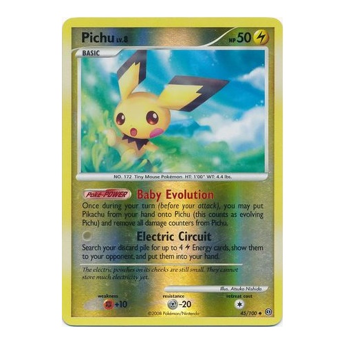 Pichu 45/100 DP Stormfront Reverse Holo Uncommon Pokemon Card NEAR MINT TCG