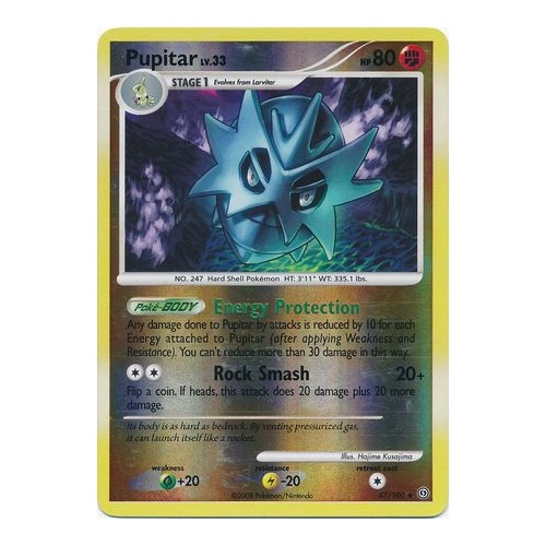 Pupitar 47/100 DP Stormfront Reverse Holo Uncommon Pokemon Card NEAR MINT TCG