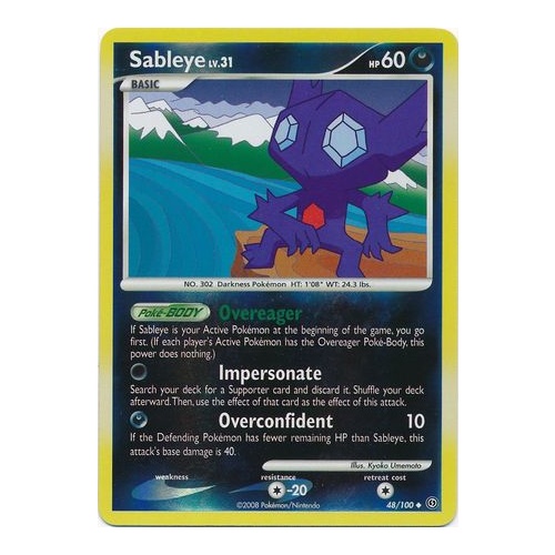 Sableye 48/100 DP Stormfront Reverse Holo Uncommon Pokemon Card NEAR MINT TCG