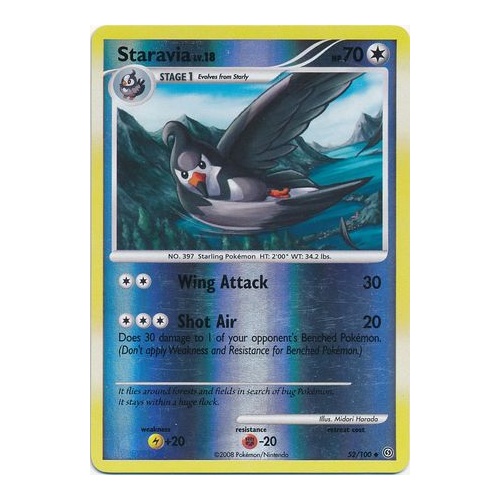 Staravia 52/100 DP Stormfront Reverse Holo Uncommon Pokemon Card NEAR MINT TCG