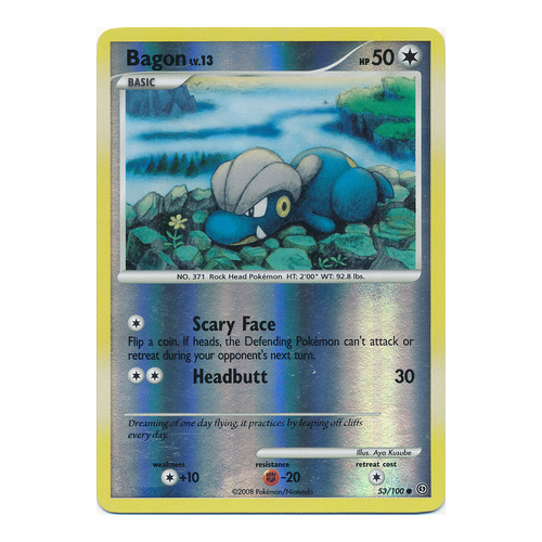 Bagon 53/100 DP Stormfront Reverse Holo Common Pokemon Card NEAR MINT TCG