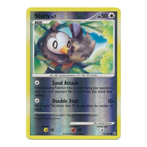 Starly 75/100 DP Stormfront Reverse Holo Common Pokemon Card NEAR MINT TCG