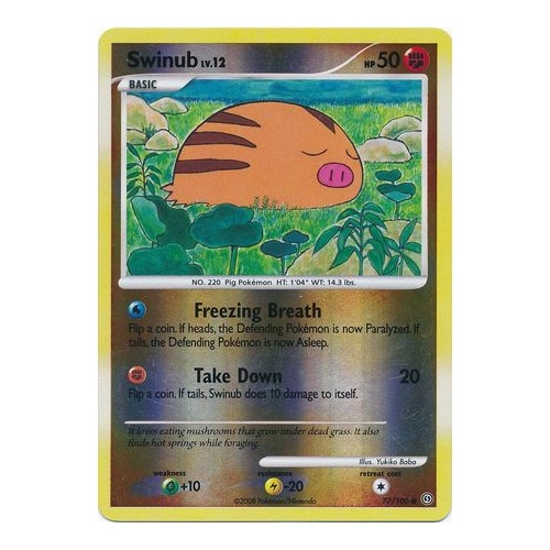 Swinub 77/100 DP Stormfront Reverse Holo Common Pokemon Card NEAR MINT TCG