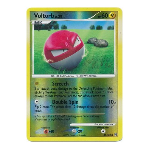 Voltorb 80/100 DP Stormfront Reverse Holo Common Pokemon Card NEAR MINT TCG
