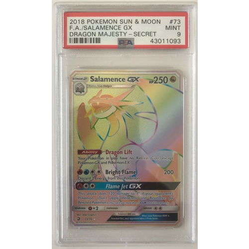 Psa 9 Mint Salamence Gx Hyper Rainbow Rare 73 Dragon Majesty